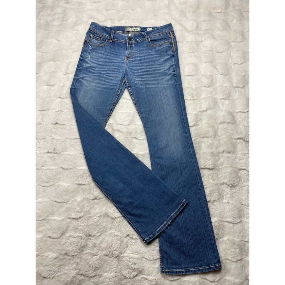 🔥BKE Culture Boot Jeans Embroidered Whiskering Stretch Y2K Western Boho Hippie